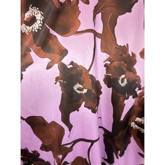 Nova Luxe Maximalist Satin Floral Caftan Maxi Dress 1X Deep V Resortwear Vacay - Picture 10 of 11